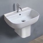 CeraStyle 078500U-S-PED Rectangular White Ceramic Semi-Pedestal Sink